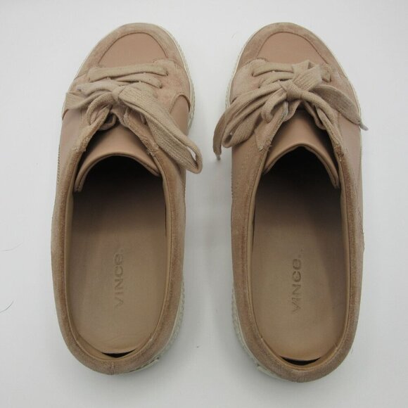 Vince Sneakers Kess Apricot Backless Leather Suede Slip On Flats Pink Women's 8 - Picture 5 of 7